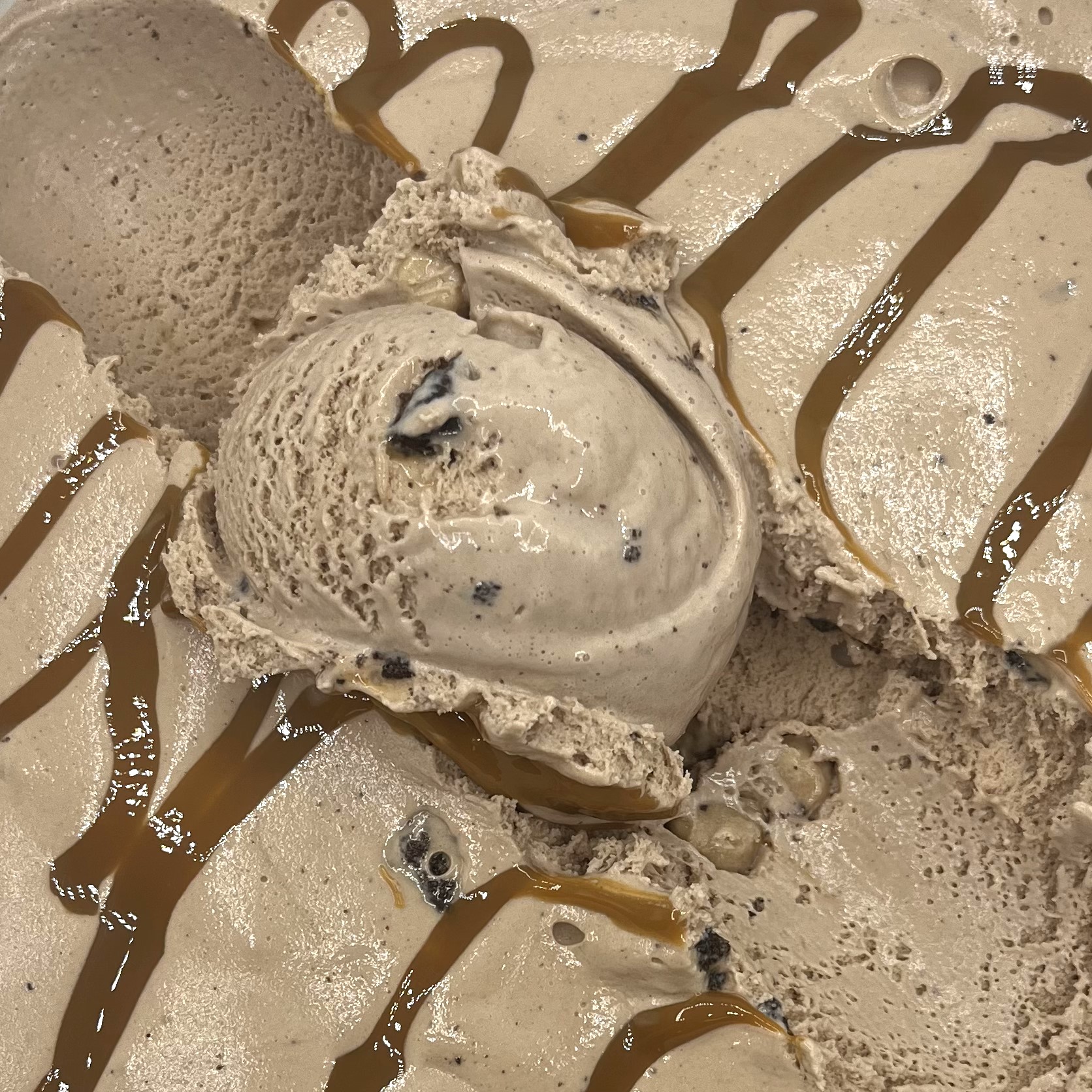 A scoop of Brownie Bomb ice cream
